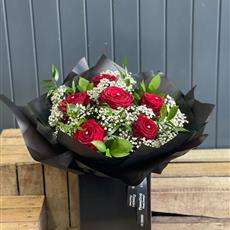  6 Red Roses and Gypsophila Bouquet